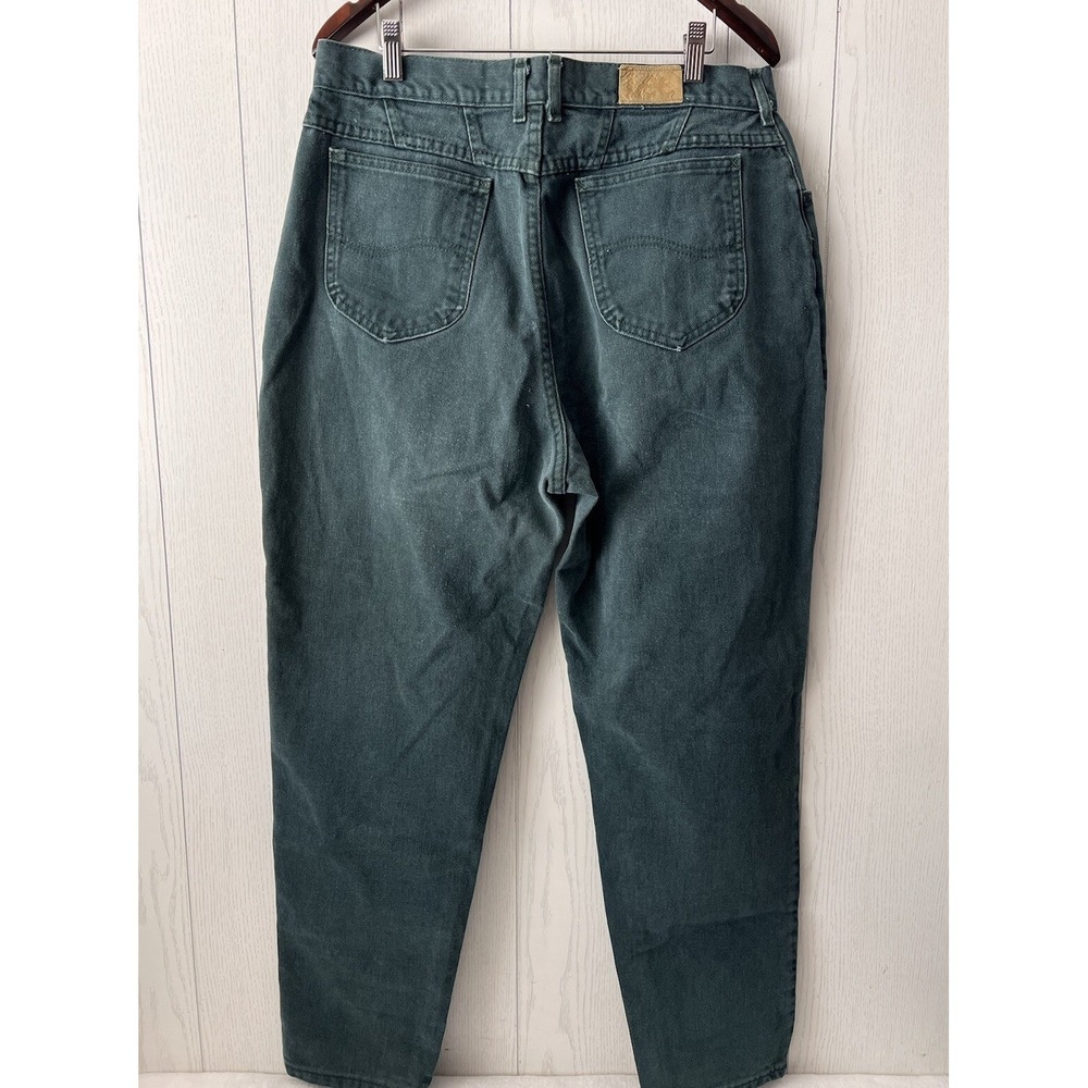 Vintage 90's Lee Jeans Green Denim Women Size 18 Deep Green 34" X 29.5" 14" Rise